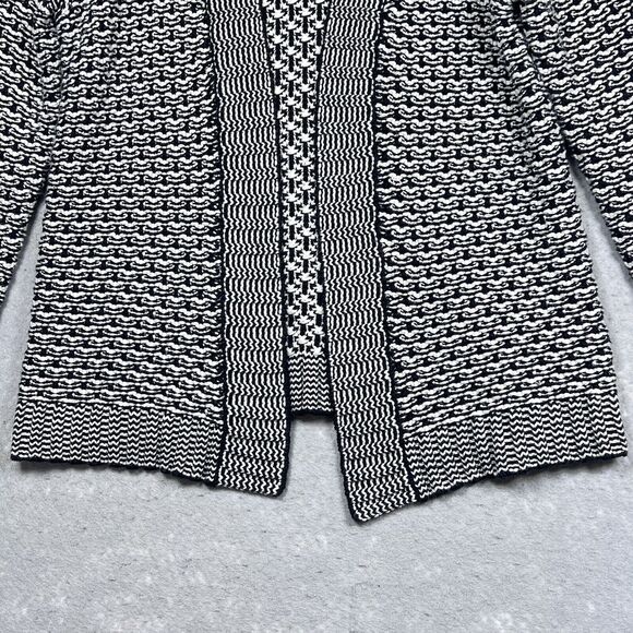 Talbots Sweater Womens M Petite Black White Heavyweight Open Front Cardigan - Picture 3 of 10